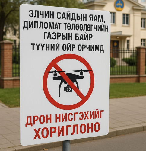 ЭЛЧИН САЙДЫН ЯАМ, ДИПЛОМАТ ТӨЛӨӨЛӨГЧИЙН ГАЗРЫН БАЙР, ТҮҮНИЙ ОЙР ОРЧИМД ДРОН НИСГЭХИЙГ ХОРИГЛОНО